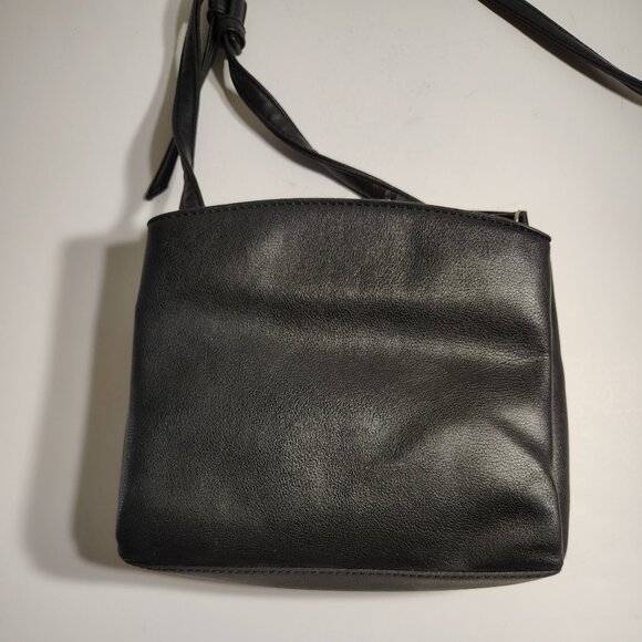 NINE WEST Purse Faux Black Leather Tri Compartment Compact Crossbody Bag - Picture 7 of 14